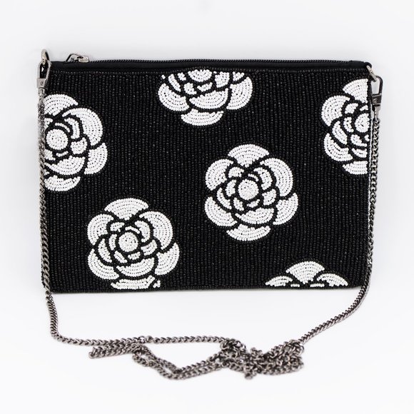 Handmade Round seedbead flower pattern pouch/ crossbody bag - Picture 1 of 2
